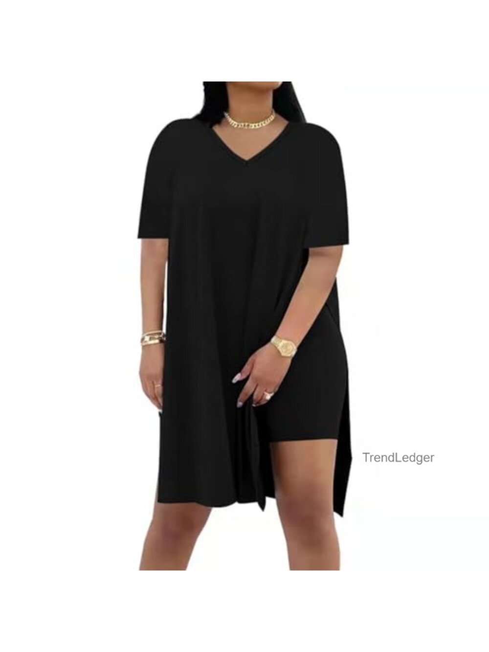 Women's 2 Piece Lounge Set Short Sleeve Tunic Top & Biker Shorts